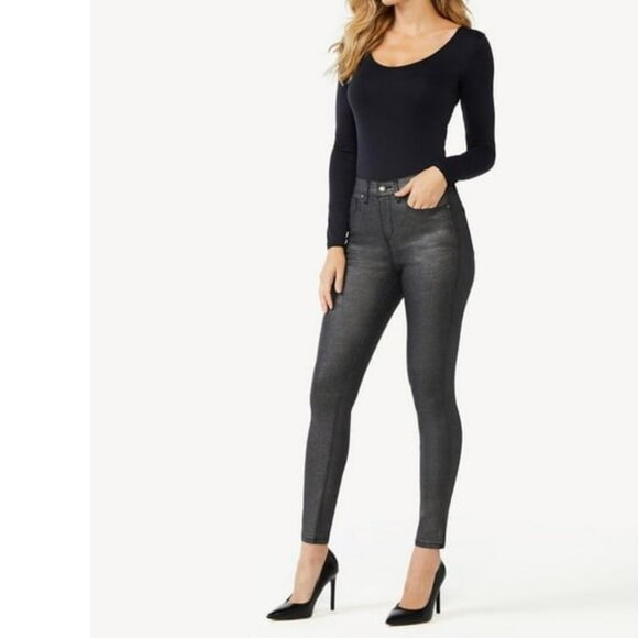 Black Silver Sofia Vergara Jeans Skinny Ankle Cheville Ultra Mince Denim Pants - Picture 1 of 8